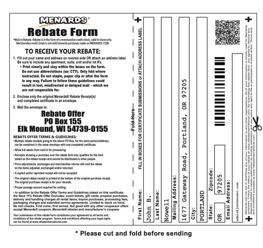 Menards Rebate Form 2022