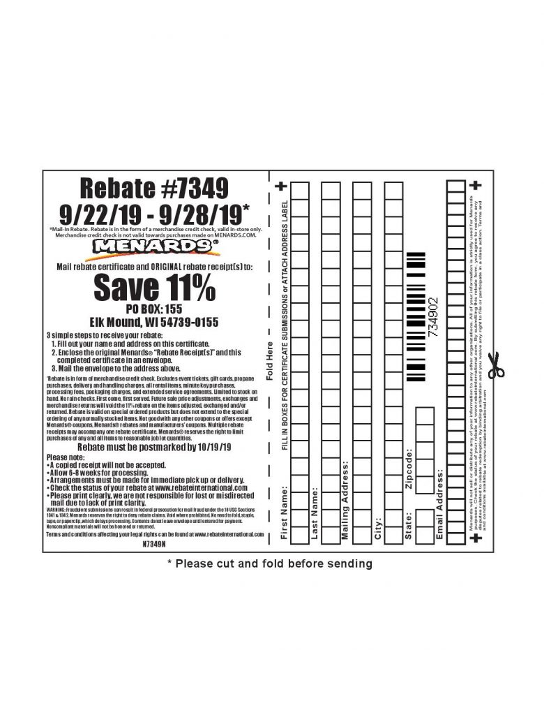 Menards Rebate 7349 Form